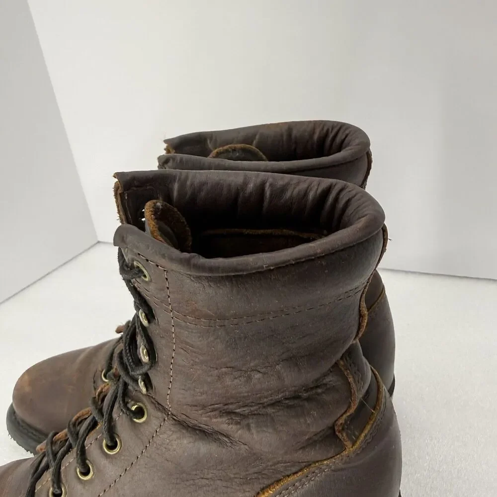 Double H Boots Men 7 Brown Leather Lacer Western Work USA Made Oil Resistant